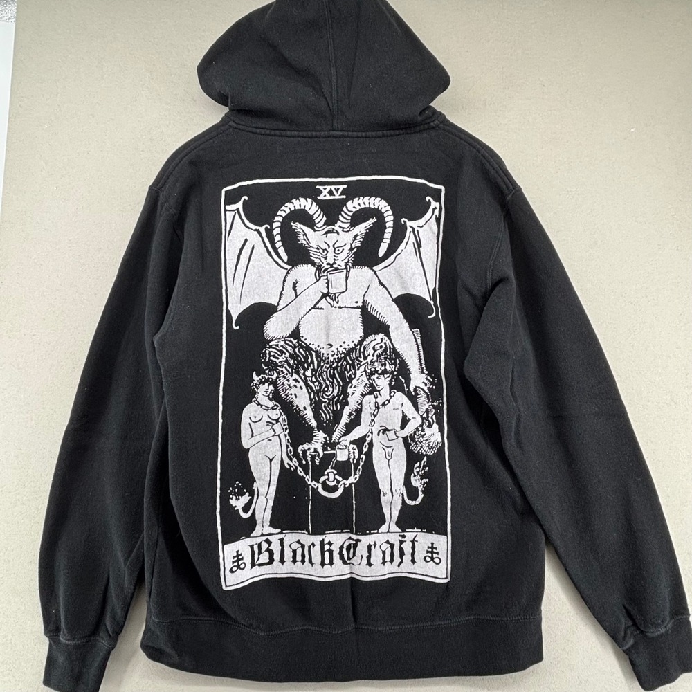 BlackCraft Cult Hail Satan Drink Coffee Zip Hoodie Black Baphomet AFX4000ZC Mens - Picture 3 of 9